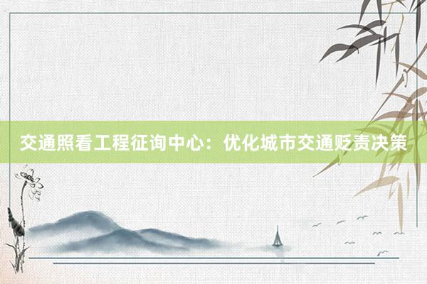 交通照看工程征询中心：优化城市交通贬责决策